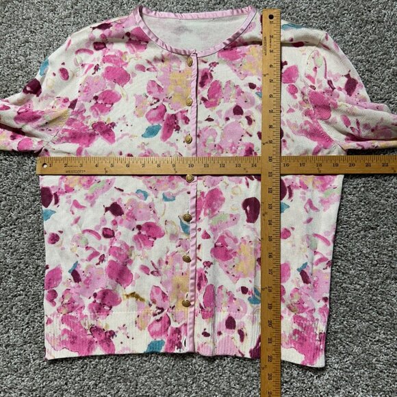 ST JOHN COLLECTION Women's Medium Floral Cardigan Sweater - Picture 5 of 8
